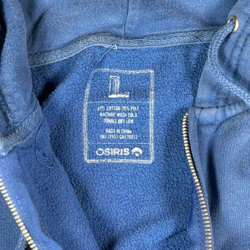 Osiris Y2K Hello My Shoes Are Name Tag Graphic Full Zip Hoodie Blue